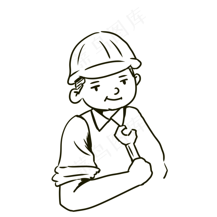 建筑工人老师傅简笔画形象