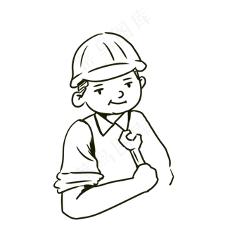 建筑工人老师傅简笔画形象