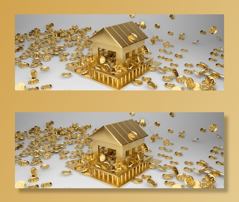 金融理财金融商业房地产金色房子(1920*700px 	       )
