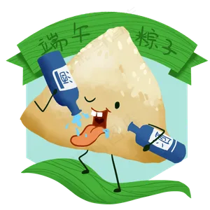 卡通可爱粽子拟人喝酒免抠png