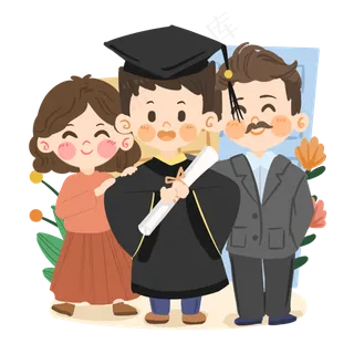 卡通男生参加毕业典礼PNG素材