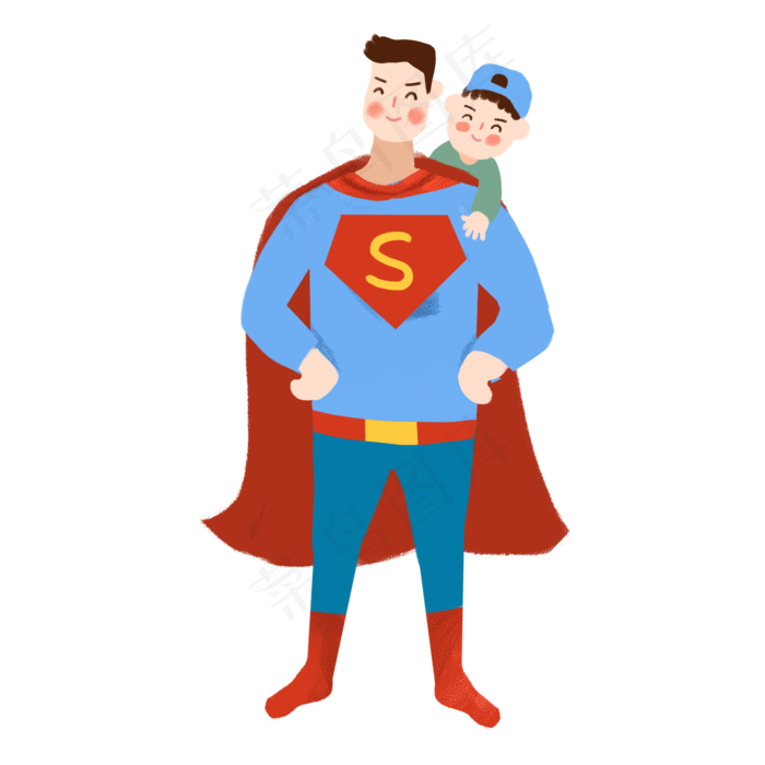 父亲节超人爸爸和孩子