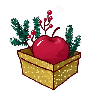 手绘圣诞节的平安果PNG免抠素材