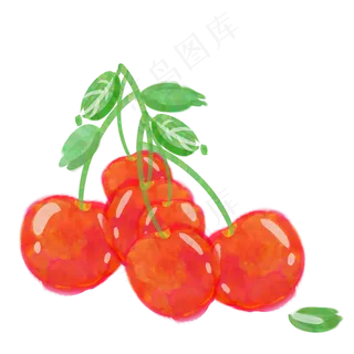 橘色水彩手绘水果中国樱桃一提