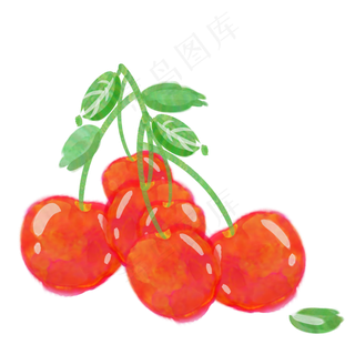 橘色水彩手绘水果中国樱桃一提