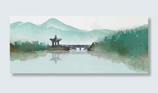 西郊烟雨水墨中国风NPG素材,免抠元素