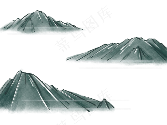 水墨中国风山水手绘免扣(2669X2000(DPI:300))psd模版下载