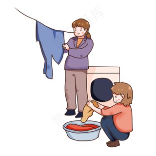 卡通人物母亲节做劳动