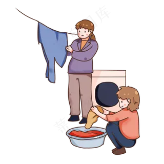 卡通人物母亲节做劳动