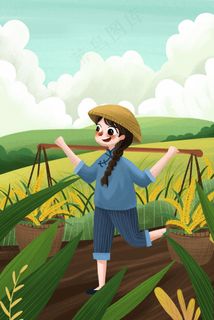 小满节气小麦丰收庄稼农民小清新稻谷麦穗