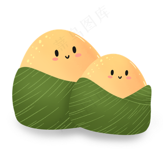 绿色可爱卡通端午节手绘粽子