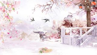 古风水墨手绘花朵