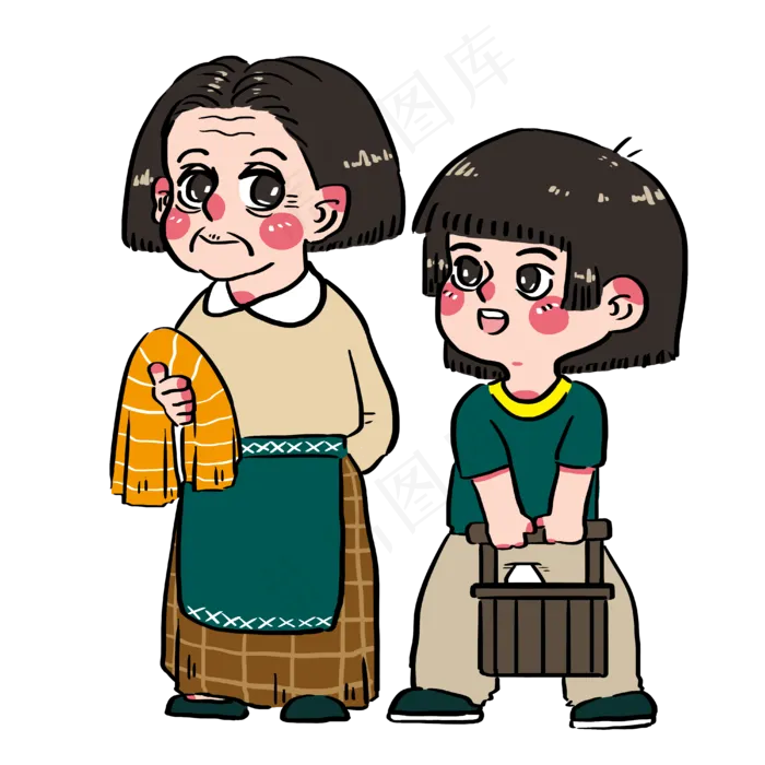 五一劳动节帮姥姥提水洗衣服的小(4000X4000(DPI:300))psd模版下载