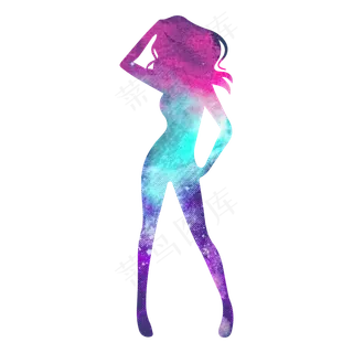 彩色矢量女神节女人剪影,免抠元素