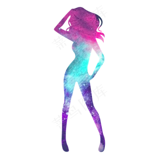 彩色矢量女神节女人剪影,免抠元素