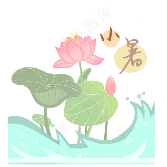 小暑荷塘荷花(2000X2000(DPI:299))psd模版下载