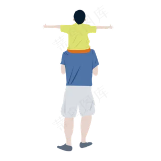 父亲节爸爸背儿子背影骑脖子亲子