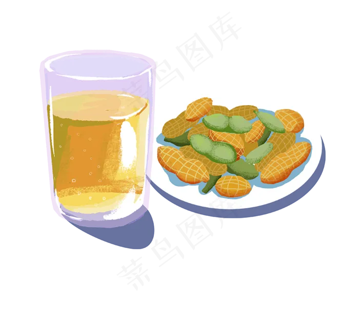 夏日美食啤酒花生毛豆,免抠元素(924*800px 300 dpi )psd模版下载