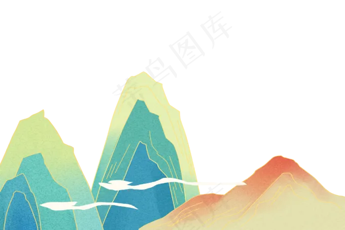 水彩山体山峰(3000X2000(DPI:300))psd模版下载
