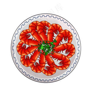 新年年夜饭一盘白灼虾清蒸虾,免抠元素