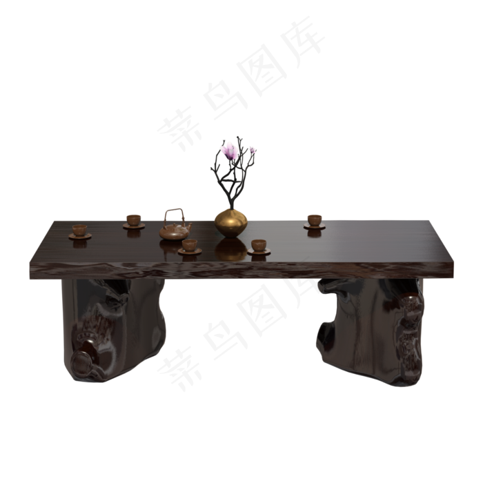实木茶几茶具套装,免抠元素(3000X3000(DPI:72))psd模版下载