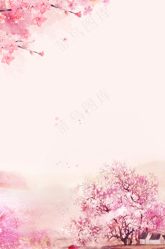 唯美清新美丽的桃花平面素材