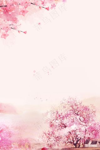 唯美清新美丽的桃花平面素材