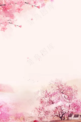 唯美清新美丽的桃花平面素材
