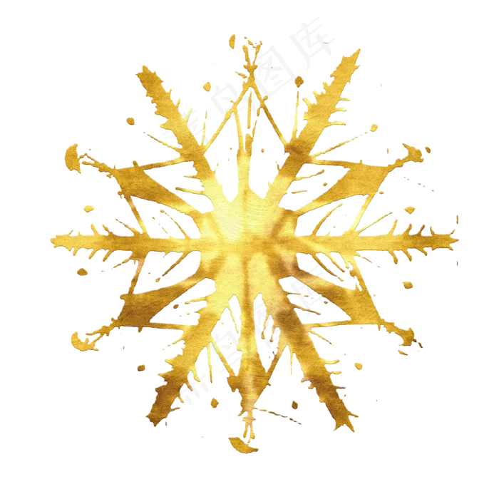 金色复古对称装饰雪花金箔,免抠元素(2500*2500px 300 dpi )psd模版下载