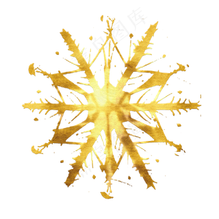 金色复古对称装饰雪花金箔,免抠元素