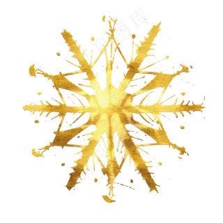 金色复古对称装饰雪花金箔,免抠元素