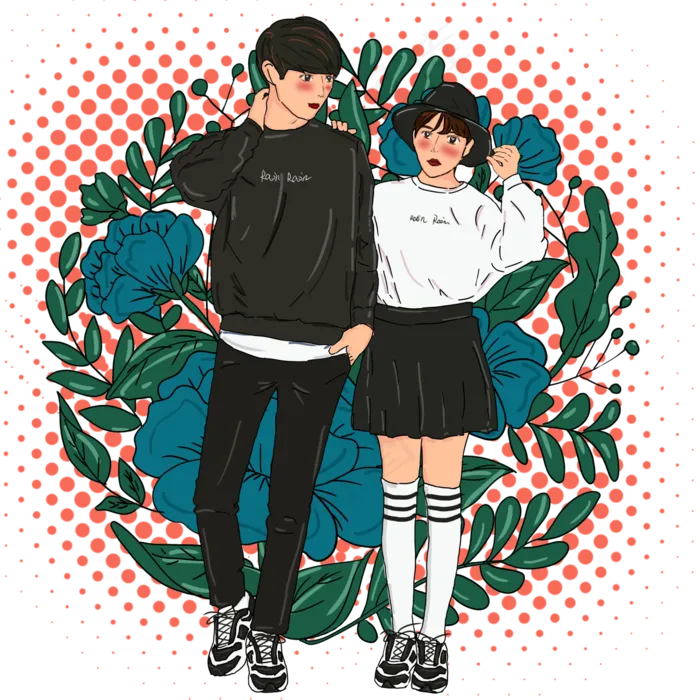 现代时尚情侣小插图(5000X5000(DPI:300))psd模版下载
