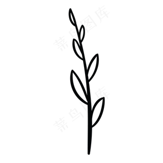 黑色树枝叶子免抠简笔画