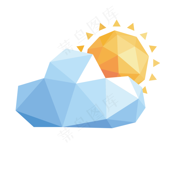 多云天气卡通lowpoly治愈系,免抠元素
