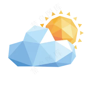 多云天气卡通lowpoly治愈系,免抠元素