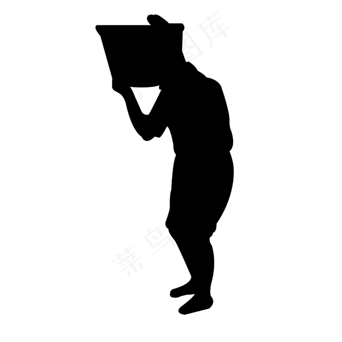 肩上扛着东西的人物剪影(3000X3000(DPI:300))psd模版下载