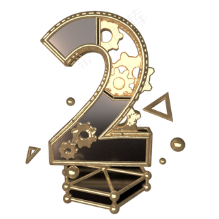 C4D黑金风机械风酷炫风倒计时数字2