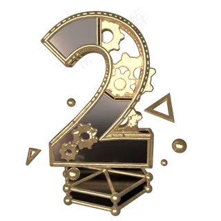 C4D黑金风机械风酷炫风倒计时数字2