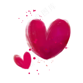 玫红色桃心水彩PNG免抠素材 玫红色桃心水彩PNG免抠素材