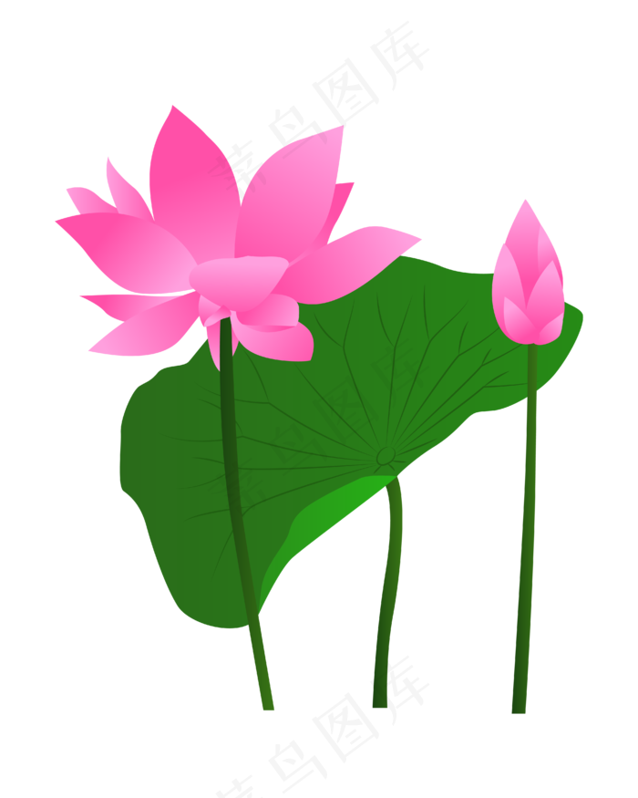 矢量卡通粉色莲花