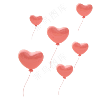 3D卡通粉色爱心气球卡通立体C4D电,免抠元素