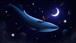 女孩鲸鱼遨游星空