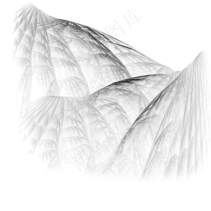 黑色山水墨画免抠图(2000X2000(DPI:300))psd模版下载