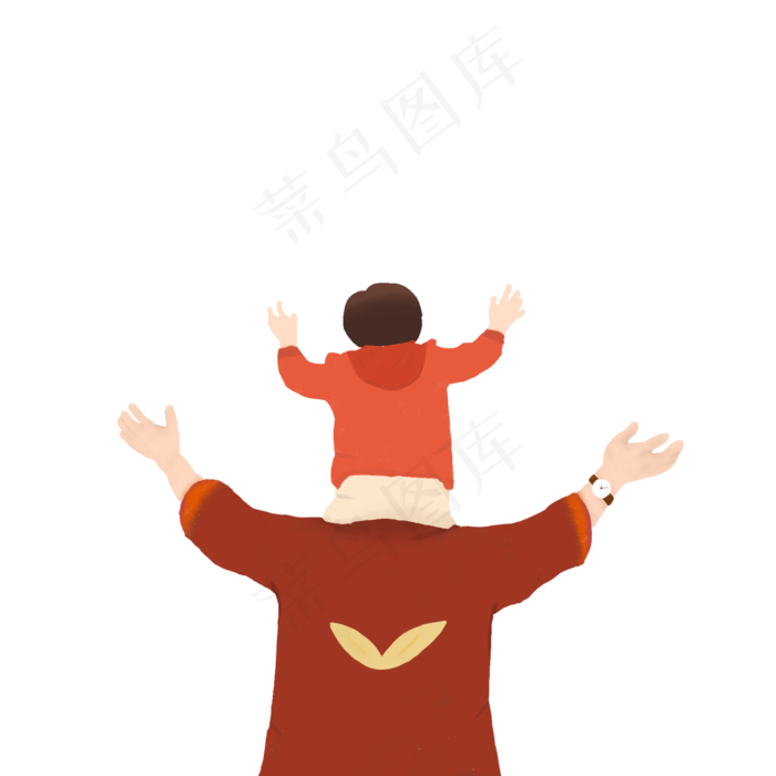 手绘卡通父爱如山