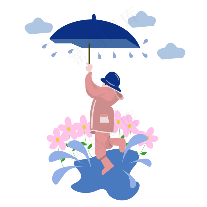 雨水节气男孩舞蹈元素,免抠元素(2000X2000(DPI:72))ai矢量模版下载