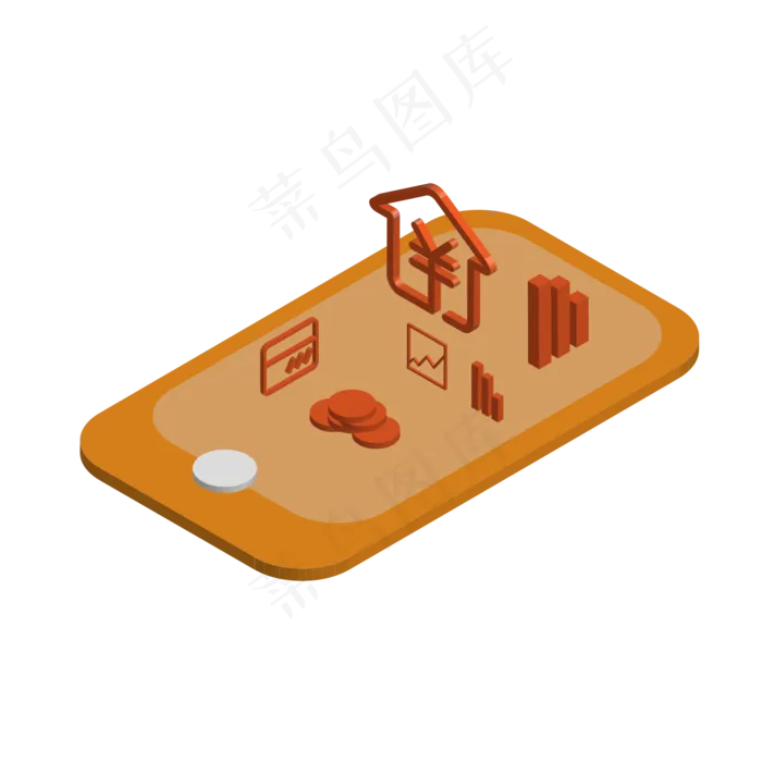 2.5D轴侧立面风格手机金融,免抠元素(2000*2000px 300 dpi )ai矢量模版下载