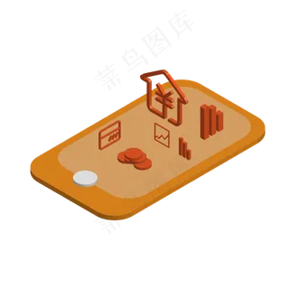 2.5D轴侧立面风格手机金融,免抠元素