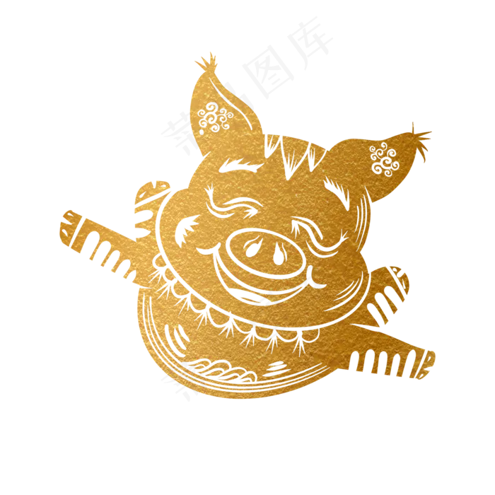 2019新年手绘卡通剪纸猪,免抠元素(2048X2048(DPI:132))psd模版下载