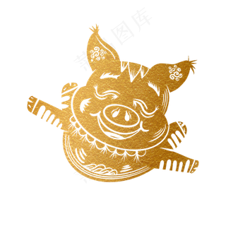 2019新年手绘卡通剪纸猪,免抠元素