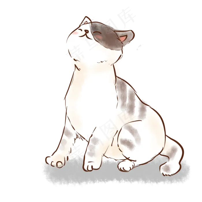 水彩手绘猫咪图案(2000X2000(DPI:300))psd模版下载